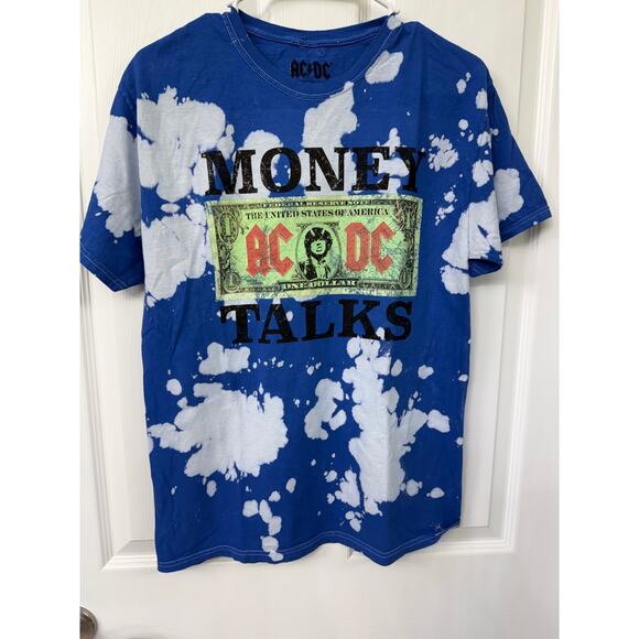 AC/DC Money in size small blue white tie dye 100% cotton NWOT - Picture 1 of 3